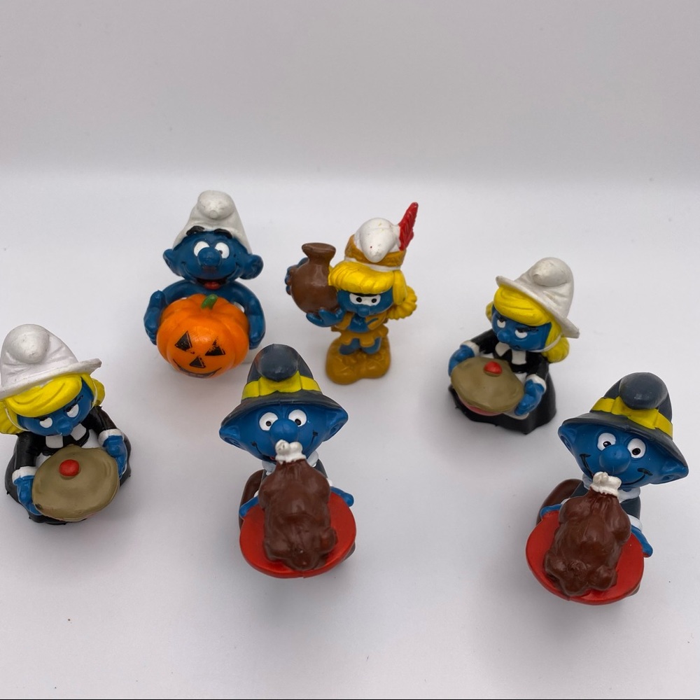 Vintage Schleich Smurfs Vintage Thanksgiving And Halloween Smurfs - Picture 2 of 8